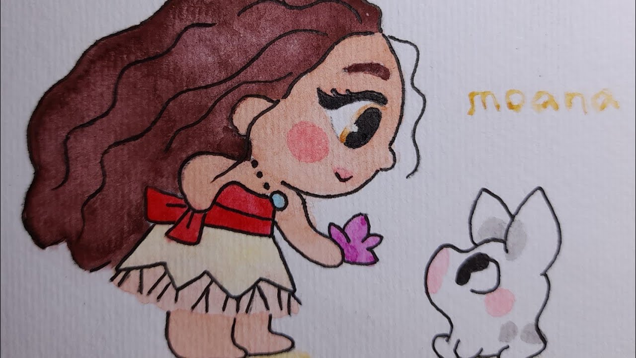 cute princess walt Disney moana painting