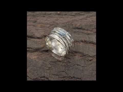 Sparkling Amethyst 925 Sterling Silver Spinner Ring