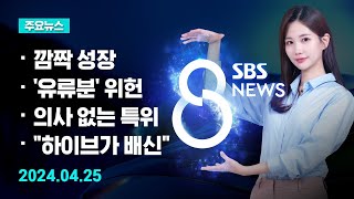 [주요뉴스] 오늘(2024년 4월 25일) SBS 8뉴스 헤드라인 / SBS