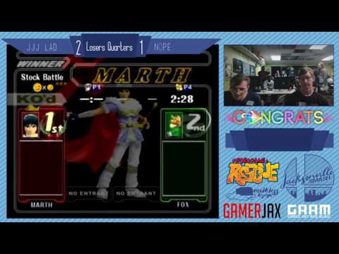 Jax Smash Weekly 2/16 -  JJJ Lad(Marth) Vs nope(Fox) - Melee Losers Quarters