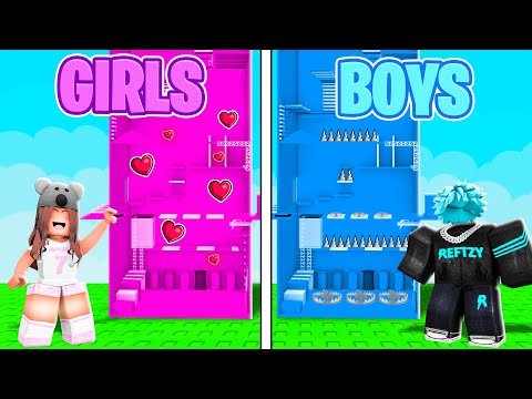 Girls VS Boys Troll Tower in Roblox!
