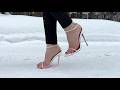 Snow Walking In High Heels Sandals Feet In Snow High Heels In Snow High Heels Posing 1671