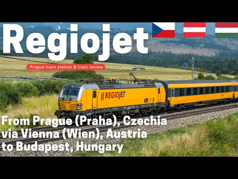 Regiojet train from Prague (Praha) via Vienna (Wien) to Budapest. Prague main station & train review