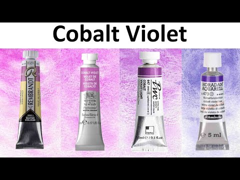 Cobalt Violet PV14 Watercolor Comparison - Rembrandt, Winsor & Newton, Shinhan PWC, Schmincke