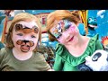 ADLEY is a UNiCORN and NiKO is a BEAR!! Kids Face Paint Makeover at Disney World Animal Kingdom Park