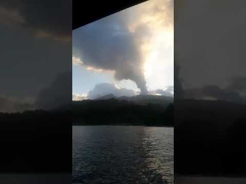 La Soufriere smoking heavy in the early morning hours video sent to News784