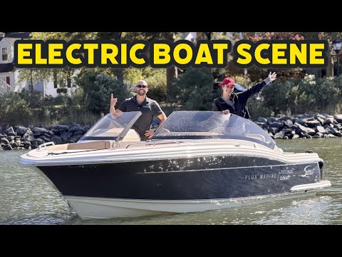 Electric boat on the water in Virginia
