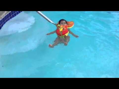 Baby Swimming in the pool and having fun