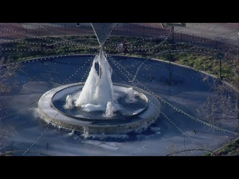 US cold snap sees sub-zero temperatures and frozen fountains