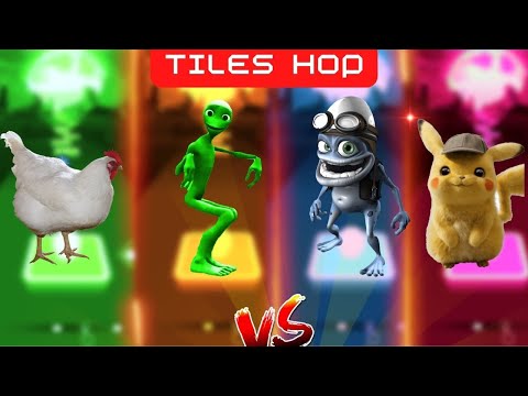 Chicken Song Vs Crazy Frog Vs Pikachu Vs Alien Dance | Tiles Hop