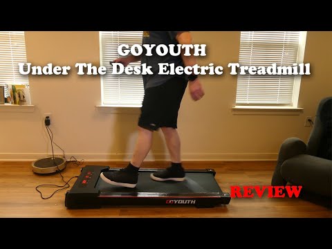 GOYOUTH 2.25HP Under Desk Treadmill, 300 LBS Capacity Installation-Free Walking Pad with 12 HIIT Workout Programs for Home & Office Use (Black) video review thumbnail