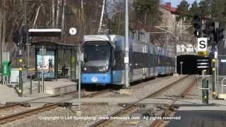 preview picture of video 'SL Tram Tvärbanan, Alviks strand, Stockholm'