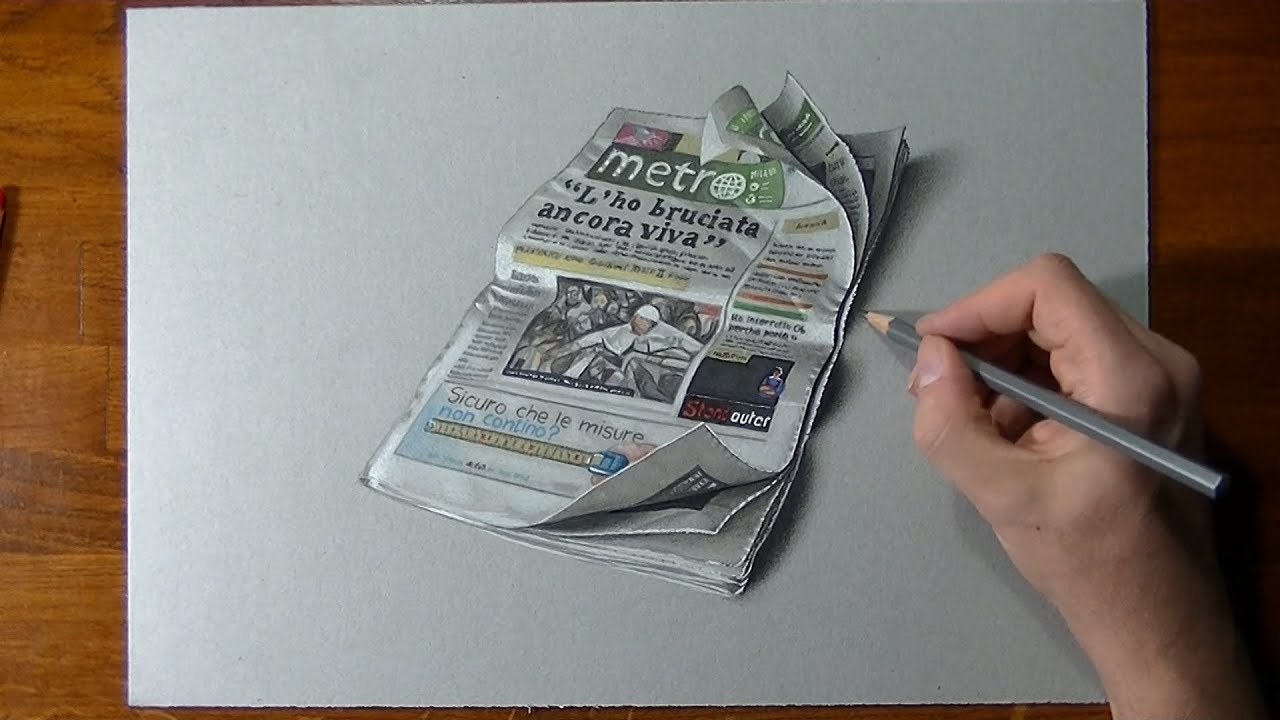 Realistic Newspaper - Drawing video tutorial by Marcello Barenghi