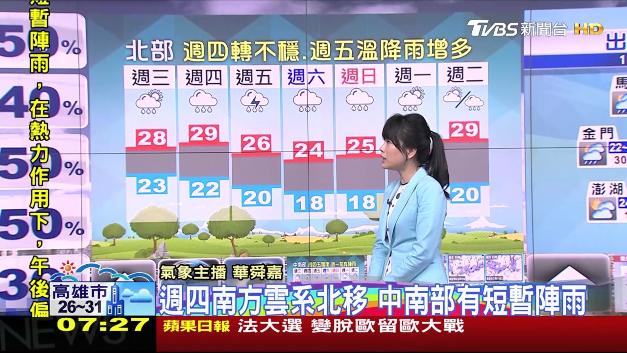 水氣多北東局部陣雨 午後山區留意較大雨勢