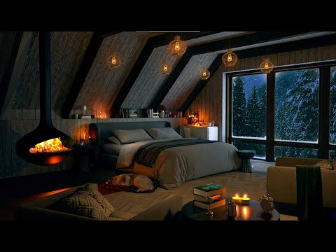 Cozy Winter Cabin with Relaxing Snowstorm, Blizzard and Heavy Wind Sounds for Sleep, Relax, Study