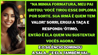 "Na minha formatura, meu pai gritou que era minha irmã quem merecia. Sorri… levantei a taça...