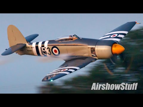 Hawker Sea Fury Twilight Aerobatics - EAA AirVenture Oshkosh 2022