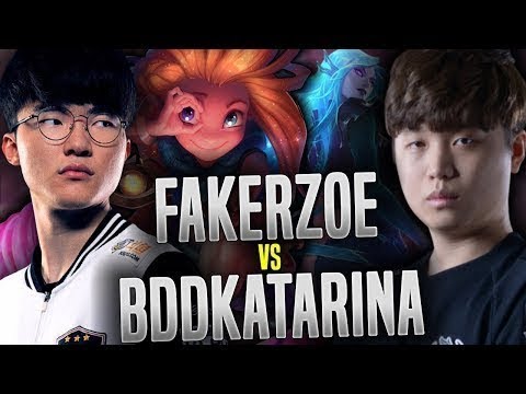 Faker Plays New Champion Zoe vs BDD Katarina! SKT T1 Faker Plays Zoe vs LZ BDD Katarina!  SKT T1