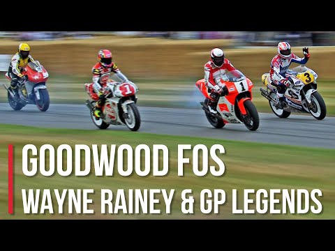 12 World Championships: Wayne Rainey, Roberts, Doohan, and Schwantz Ride Together At Goodwood FOS