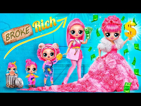 LOL Growing Up from Broke to Rich! LOL OMG DIYs & Doll Crafts