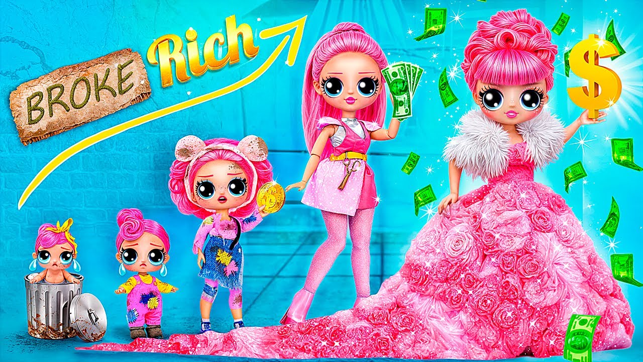 LOL Growing Up from Broke to Rich! LOL OMG DIYs & Doll Crafts