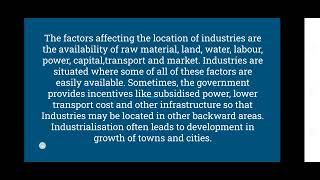 Factors Affecting The Location of Industries - Chapter 4 Industries | Class 8 Geography