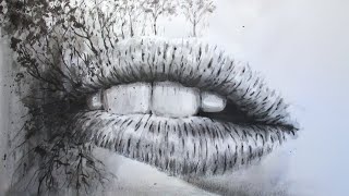 Drawing and paint tutorial - Speed monochrome ink painting