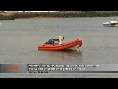 Miembros del RCNA intentaron salvar la vida al hombre que falleció ahogado en la bahía de Arrecife