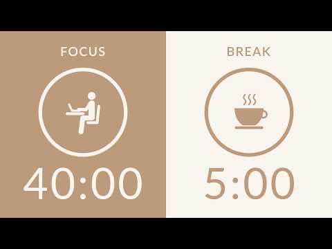 40/5 Pomodoro Timer with Brown Noise 🎧 2-Hour Study with Me for Deep Focus & ADHD ✨