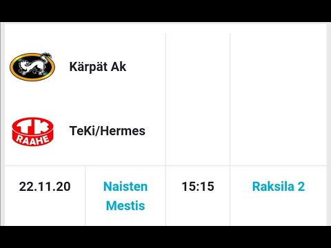 KÄRPÄT NAISET AKATEMIA vs TEKI/HERMES Ottelu alkaa klo:15.15