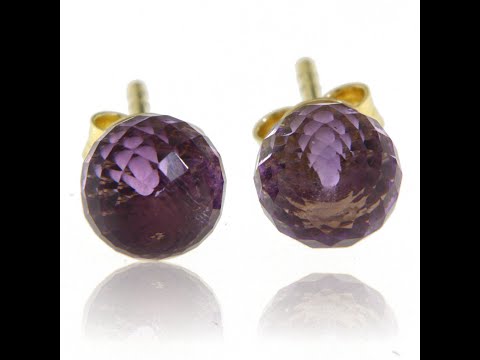 Cercei aur galben 14k 585 Stud cu Ametist Brioleta - Stralucire si Rafinament