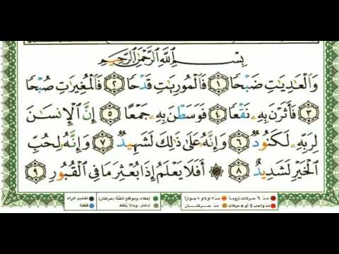 Shejh Husari (mësues), surja 'el Adijat' (100), xhuzi amme