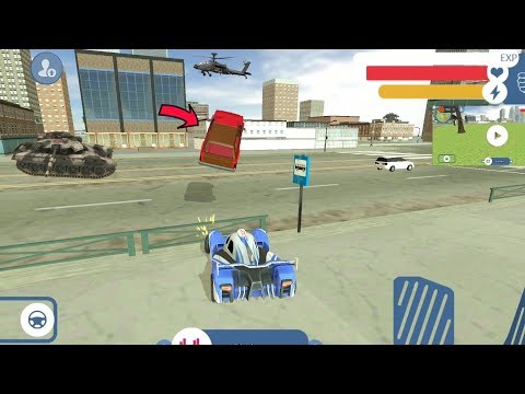 Supercar Robot (Super Car Collision Red Car) Robots threw Car on Road Side - Android GamePlay HD