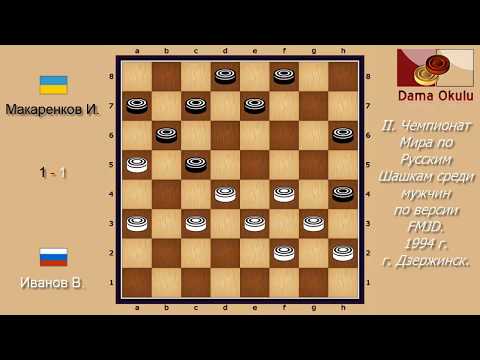Иванов В. - Макаренков И. II. Чемпионат Мира по Русским шашкам. 1994 г.