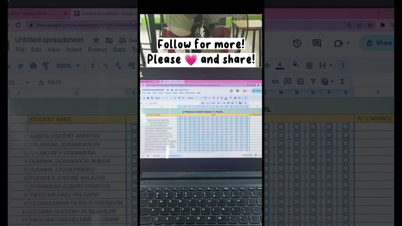 students attendance in Google sheet! #googlesheetstutorial