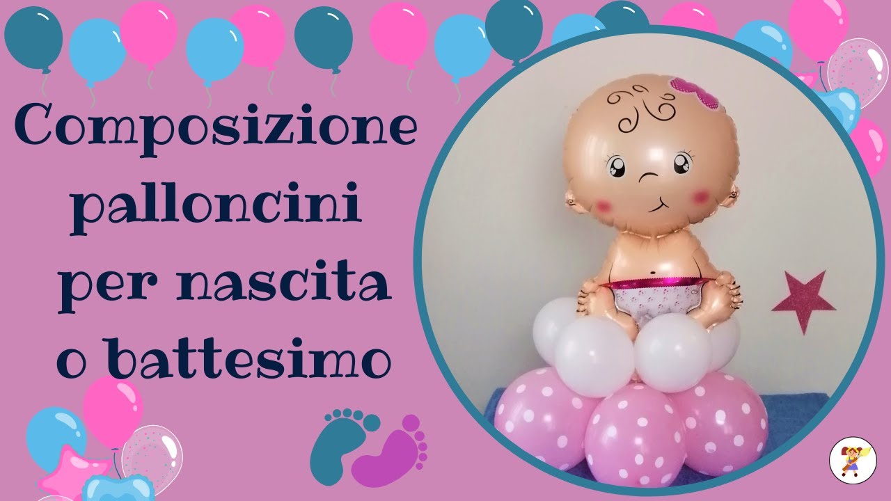 Composizione palloncini di benvenuto per nascita o battesimo