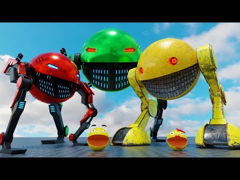 Pacman vs Two-Legged Robot Pacman, Flying Concrete Monster