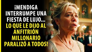 ¡MENDIGA INTERRUMPE UNA FIESTA DE LUJO... LO QUE LE DIJO AL ANFITRIÓN MILLONARIO PARALIZÓ A TODOS!