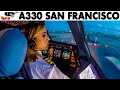 Piloting AIRBUS A330 Out Of San Francisco Cockpit Views