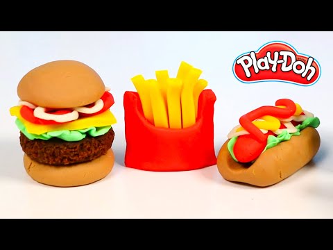 Play Doh Mini Hamburger, Hotdog, & Fries Super Video!