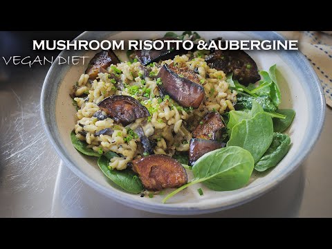 Ultimate Vegan Miso Mushroom Risotto with Grilled Aubergine