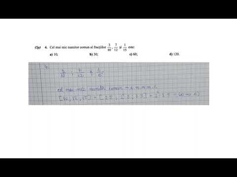 Cel mai mic numitor comun al fractiilor 3/10, 7/12 si 1/15 este: