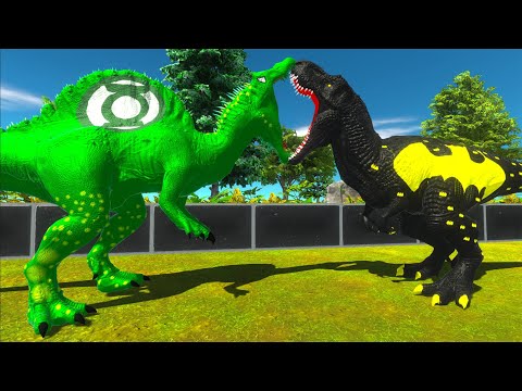GREEN LANTERN SPINOSAURUS vs BATMAN T-REX DEATH RUN - Animal Revolt Battle Simulator