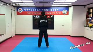 Taekwondo - Poomsae 4 (Sa Jang) Slow-motion & 