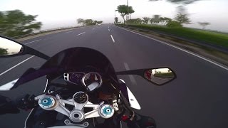 Going as fast as the road would allow on my Daytona 675