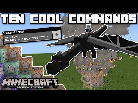 Minecraft Bedrock - TEN COOL COMMANDS - Ride the Dragon! [ Tutorial ] MCPE,PS4,Xbox,Windows,Switch