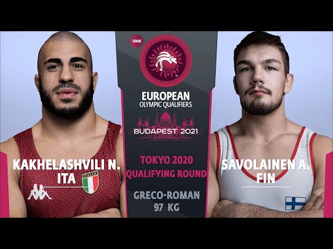 1/2 GR - 97 kg: N. KAKHELASHVIL (ITA) v. A. SAVOLAINEN (FIN)