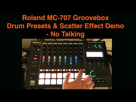 Roland MC-707 Groovebox Drum Presets and Scatter Effect Demo - No Talking