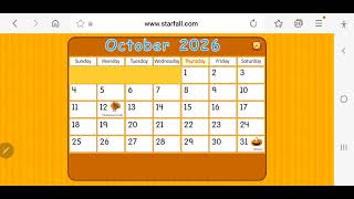Starfall Daily Calendar - October 30, 2026