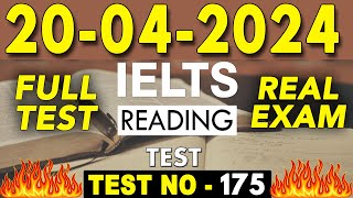 IELTS Reading Test 2024 with Answers | 20.04.2024 | Test No - 176